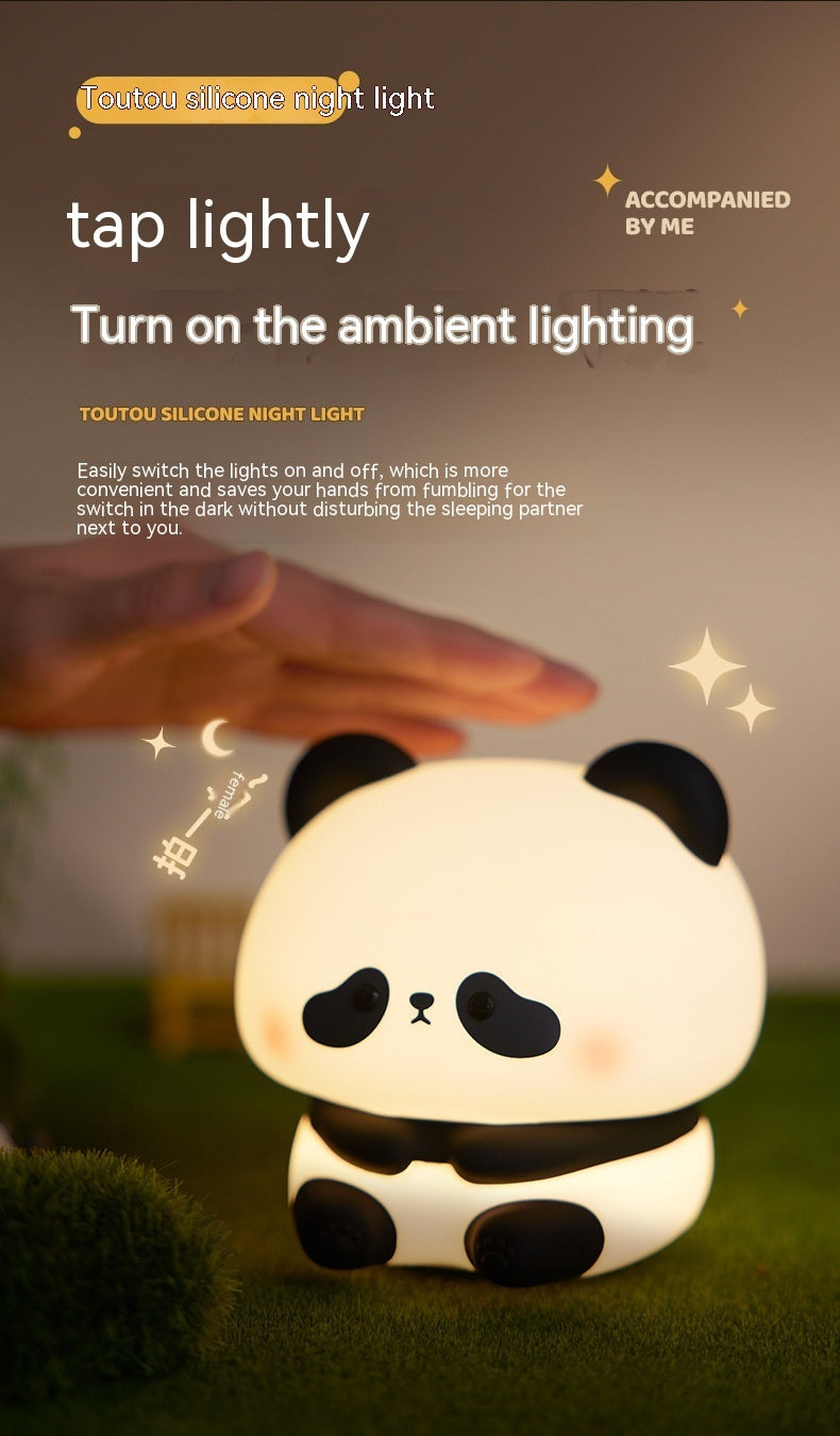Panda Kopf Silikon Sieben Farben Nachtlicht Kreativ