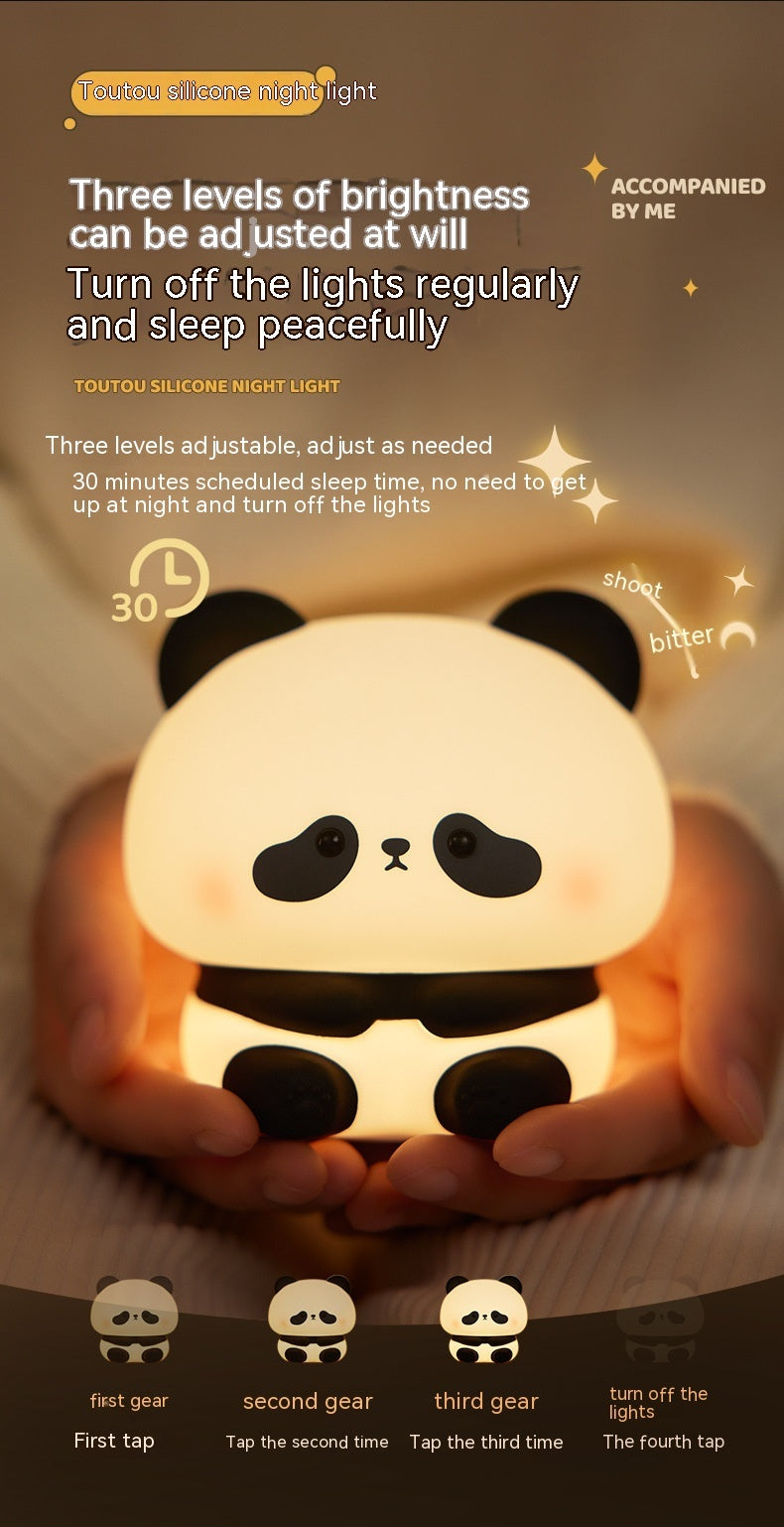 Panda Kopf Silikon Sieben Farben Nachtlicht Kreativ