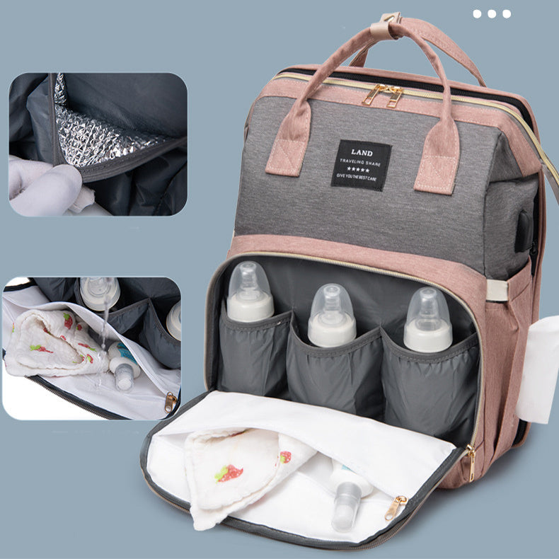 Neu Mama Baby Krippe Rucksack Große Kapazität Heraus Milch Isolierte Tasche Damen