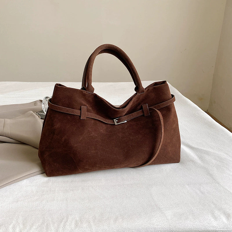 2025 heißer Verkauf Dekorative Design Solide Wildleder Handtasche Große Kapazität Für Frauen Tragbare Schulter Tasche