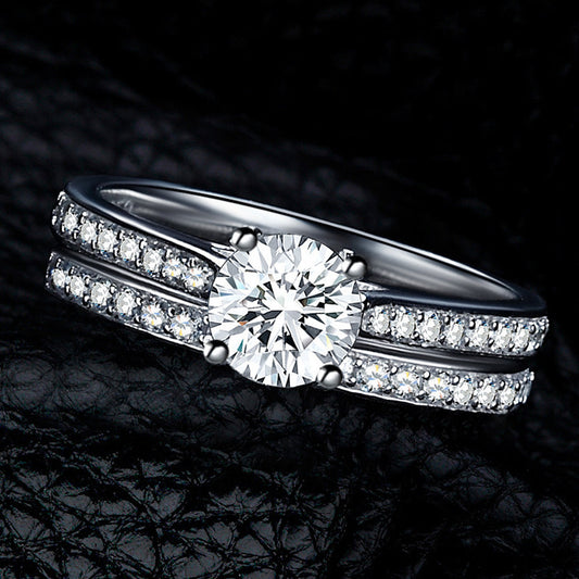 Double-layer ring set wedding ring European and American silver Hands jewelry