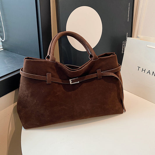 2025 heißer Verkauf Dekorative Design Solide Wildleder Handtasche Große Kapazität Für Frauen Tragbare Schulter Tasche