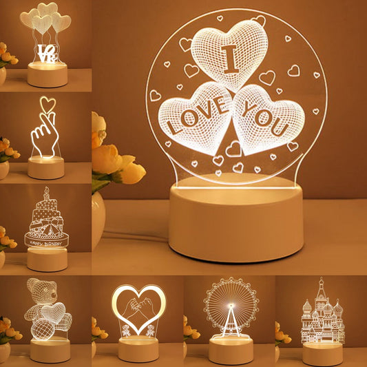3D Lampe Acryl USB LED Nacht Lichter Neon Zeichen Lampe Weihnachten Home Dekorationen Für Zimmer Dekor Geschenke