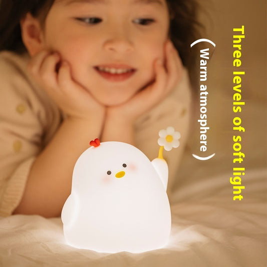 Niedliches Hähnchen Nachtlicht Silikon-Atmosphäre kleine Nacht lampe